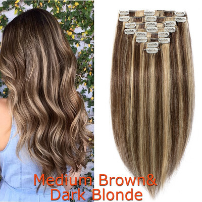

100 Human Hair Real Thick Women Girls Long Straight Full Head Hair Extension Clip In Hair Extension