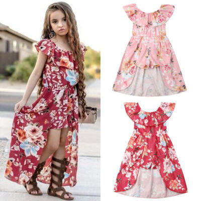 

Floral Toddler Baby Girl Clothes Ruffle Romper Jumpsuit OutfitsCasual Dress 1-6Y