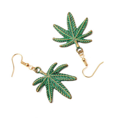 

Simple Korean Alloy Green Leaf Dangle Earrings for Women Vintage Double Sided Coconut Drop Earrings Fashion Jewelry Gift