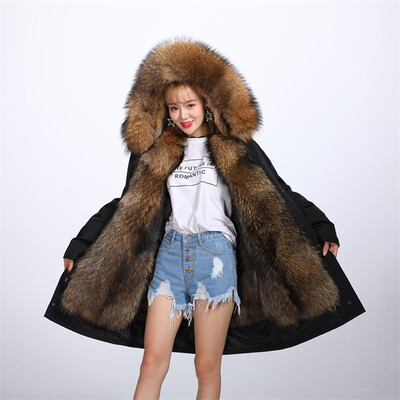 

QIU YAN sent over the female 2019 new fur coat in the long winter full leather liner Parker coat 9320