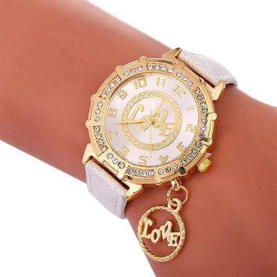 

Fashion Pendant Watch WomenS Leather Strap Stainless Steel Analog Quartz Wristwatch Gold Diamond Watches Relogio Feminino