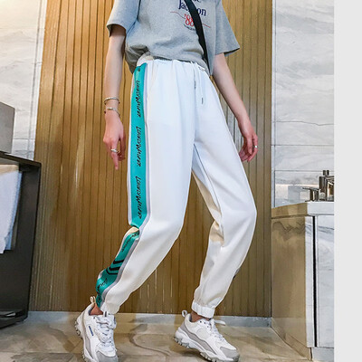 

Beam foot sweatpants female tide wide loose Korean style wild pants female spring autumn hip hop harem trousers