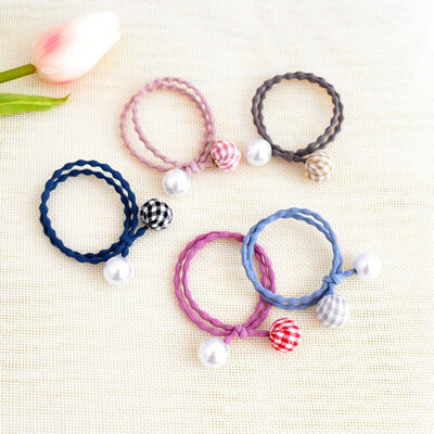 

Women Hair Accessories Pearl Cloth Ball Bow Hair Ring Rope Head Simple High Elastic Hair Rope