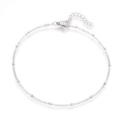 

304 Stainless Steel Cable Chain Anklets Stainless Steel Color 9-14"235cm 17mm