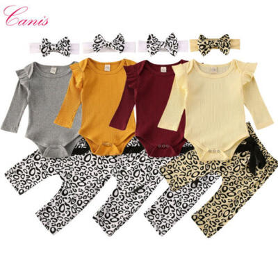 

Newborn Baby Boy Girl Romper Jumpsuit Leopard Pants Headband Outfits Set Clothes
