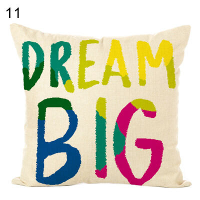 

Words Printed Soft Linen Throw Pillow Case Cushion Cover Sofa Bed Car Home Decor