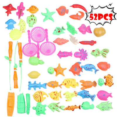 

52pcs Bath Toys For Kids Fishing Magnetic Toys Floating Fishing Game