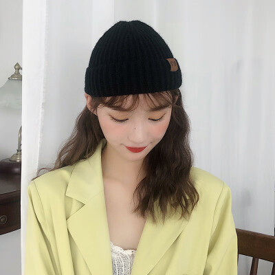 

Ins knitted hat female autumn&winter dome melon skin hat Korean Yapi rogue wool hat student street cold hat man