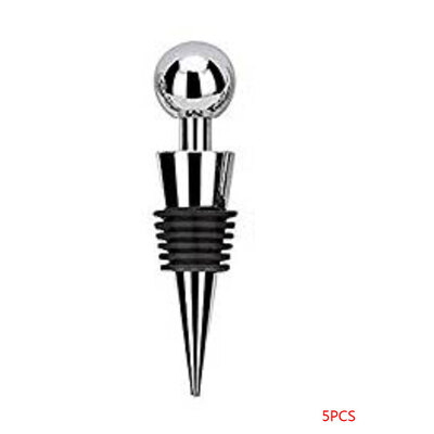 

5 Pcs Zinc Alloy Round Head Wine Bottle Stoppers Fizz Champagne Beverage Seal Plug Reusable Caps