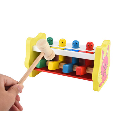 

Wooden Pounding Bench Hammering Toys with Mallet Strike Game Educative Toddler