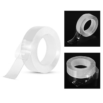 

1m33ft Washable Traceless Double-sided Adhesive Tape Removable Reusable Anti-slip Transparent Nano Gel Tape Pad 2mm Thickness St