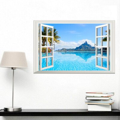 

3D Window Wall Sticker Home Decor Living Room Nature Landscape Decal