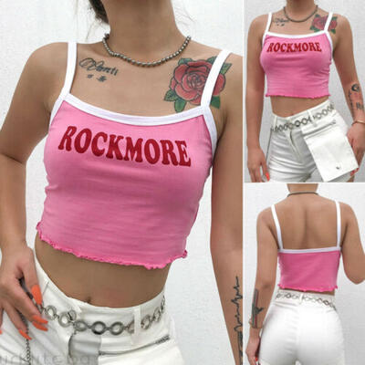 

Hot Fashion Sexy Womens Shirt Letter Printed Solid Color Sleeveless Vest Top