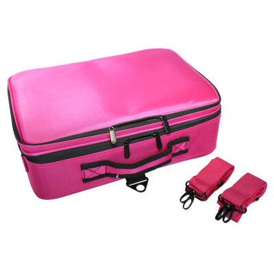 

Large Portable Makeup Bag Cosmetic Case Storage Handle Organizer Travel Box Rose