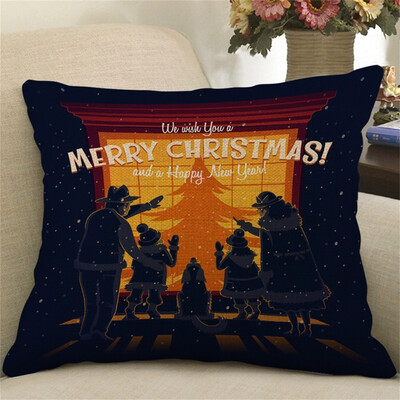 

Gobestart Christmas Print Pillow Case Flax Pillowcase Sofa Car Cushion Cover Home Decor