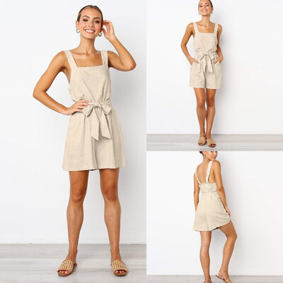 

Starmoon Womens Casual Linen Sleeveless Rompers Jumpsuit Playsuit