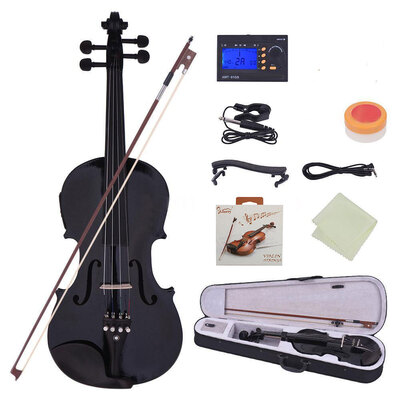 

Glarry 44 Full Size Solid Wood Violin with Case Shoulder Rest Electronic Tuner Extra Strings