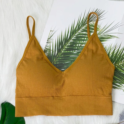 

Sports Bra Female Beauty Back Gathered Vest-Type Rimless Cotton Material Material Comfortable Breathable Elastic Wild Fashion
