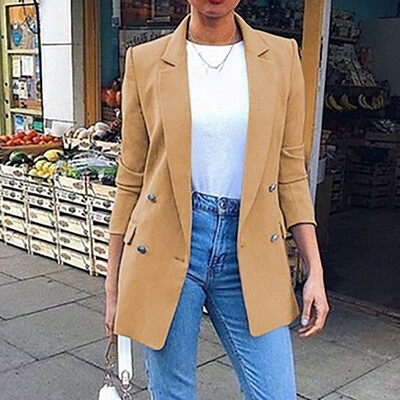 

Womens Candy Color Long Sleeve Casual Slim Suit Jacket Blazer Top Formal Coats