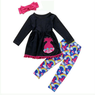 

Rainbow Kids Baby Girls Outfits Clothes T-shirt Tops Dress Long Pants 3PCS Set