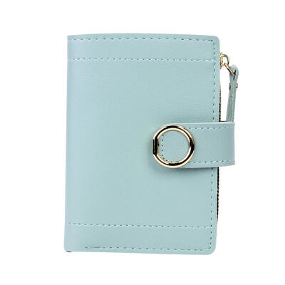 

Cute Snap Zipper Clutch Women Bifold Purse Solid Color Leather Card Holder