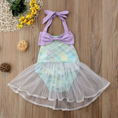 

USA Newborn Baby Kid Girl Mermaid Romper Dress Bodysuit Jumpsuit Outfits Clothes