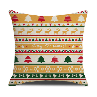 

Siaonvr Christmas Linen Skin Pillow Case Pillow Cushion Elk Snowflake Print 45×45CM