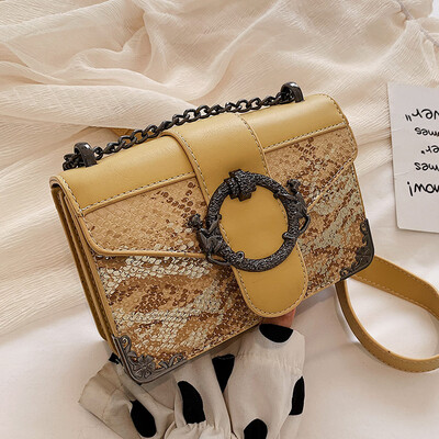 

Fashionable personality hardware small square bag2019 Korean womens single-shoulder retro-chain retro-chain&autumn&win