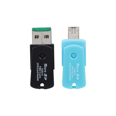 

Micro USB 2 IN 1 OTG Card Reader Support TF Card Recorder Phone Storage Card Rotatable Card Reader Blue