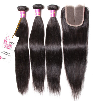 

UNice 8A Peruvian Straight Hair with Closure Peruvian Virgin Hair Lace Closure