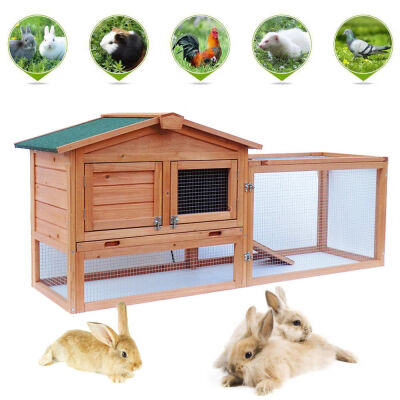 

Ktaxon 61" Wooden Rabbit Hutch Cage Chicken Coop House Hen Pet Animal Backyard Run