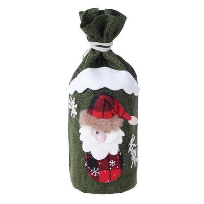 

Cartoon Snowman Christmas Red Wine Bottle Cover Bag Xmas Table Dinner Decor