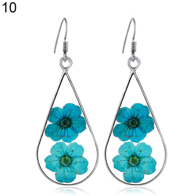 

Fashion Women Dried Flowers Dangle Ear Drops Teardrop Hook Earrings Jewelry Gift