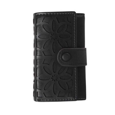 

Women Solid Color Hollow Flower Short Wallet Faux Leather Cards Cash Keys Holder