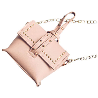 

PU leather female models simple rivet small square bag handbag shoulder diagonalBag 125 115 65cm