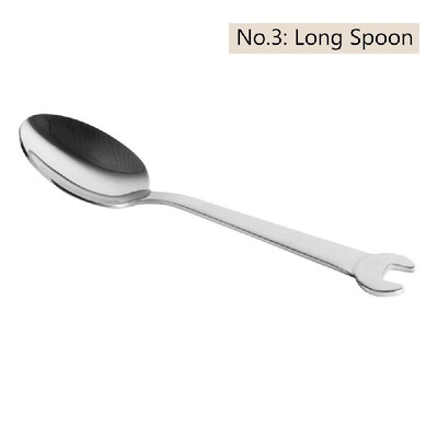 

304 Stainless Steel Tableware Creative Wrench Shape Fork Spoon Dinner Steak Cutter Spanner Cutlery Fruit Dessert Tea Picnic Flatwa