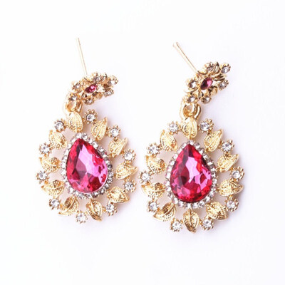 

EK2120 High Quality Retro Exquisite Cubic Zirconia Big Water Droplets Dangle Earring for Women Jewelry Statement Leaf Brincos