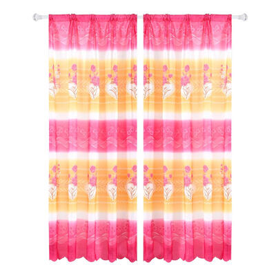 

Plain Horizontal Strip Rose Printing Window Blinds Drapes Blackout Curtains