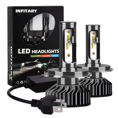 

Infitary 2PCS H4 Hi-Lo Beam Car LED Headlight Bulbs 6500K ZES Chip