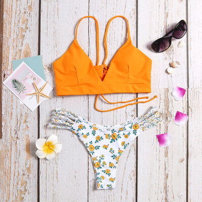 

Roseonmyhand WWomens Bikini Cut Flower Two Piece Swimsuit Pushups Swimwear Beachwear