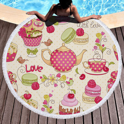 

Gobestart 1 PC Round Beach Pool Home Shower Towel Blanket Table Cloth Yoga Mat