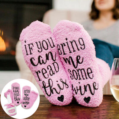 

If You Can Read This Bring Me Some Wine Funny Letter Winter Women Thicken Socks