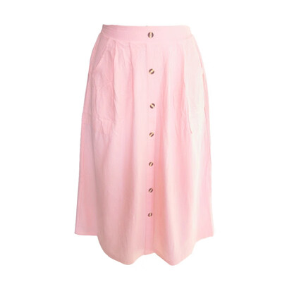 

Fashion Pleated Skirt With Pockets Women Casual High Waist Skirt Loose Button Skirt