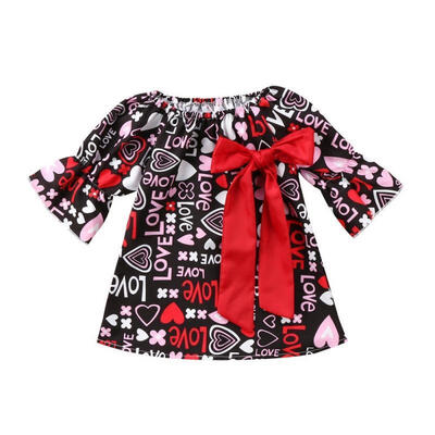 

Toddler Infant Baby Girl Bow Floral Valentine Party Pageant Formal Dress Clothes
