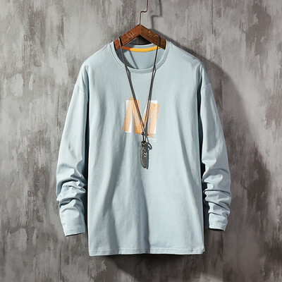 

Toponeto Mens Autumn New Trend Fashion Letter Print Loose Comfortable Long Sleeve Tops