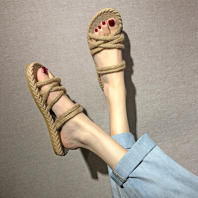 

Summer evening sandals with long skirts fairies flat bottoms ins tide