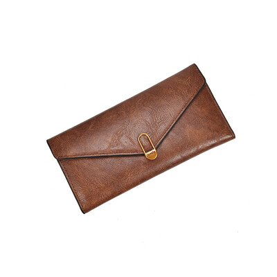 

Envelope Change Simple Ultra-thin Long Purse Womens Soft Leather Temperament Buckle Card Wallet Womens