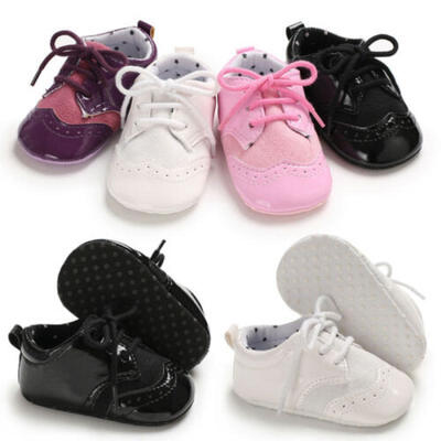 

Newborn Baby Girl Boy Anti-slip Leather Christening Pram Shoes Soft Sole Sneaker