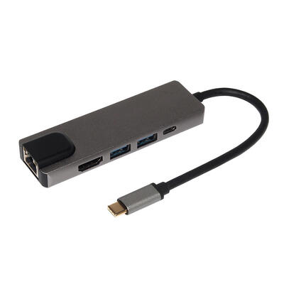 

5 in 1 Type-C to HDMI Hub Gigabit Ethernet Rj45 Lan Fast Charging Adapter
