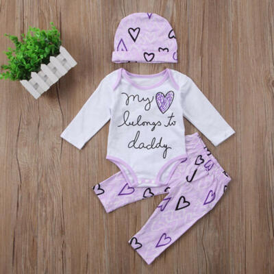 

3PCS Newborn Infant Baby Girl Romper Jumpsuit Bodysuit Headband Clothes Outfits